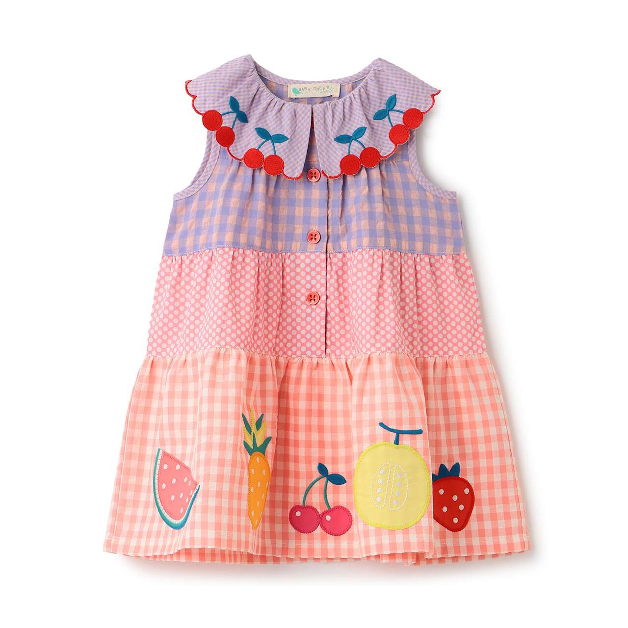Fruit Pattern One-Piece Dress,Pink, large image number 5