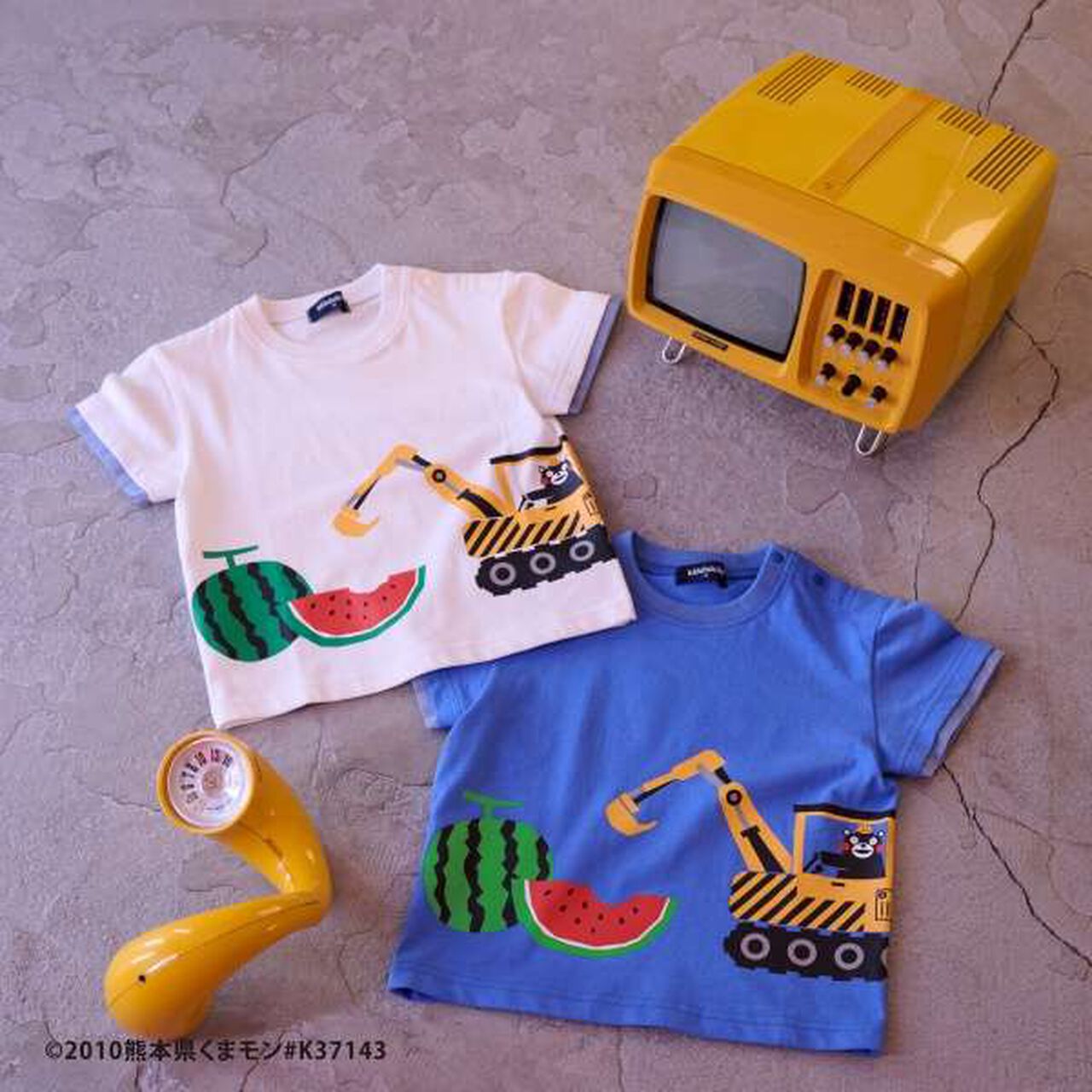 Kumamon Watermelon Heavy Machinery Short Sleeve T-Shirt,Sax blue, large image number 4