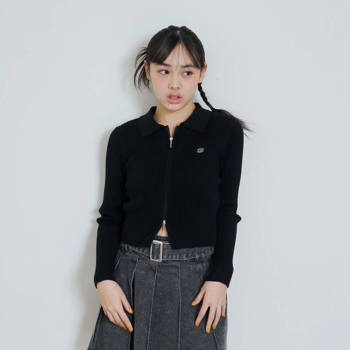 [LTXC] Washable Ribbed W Zipper Cardigan,Ivory, medium image number 8