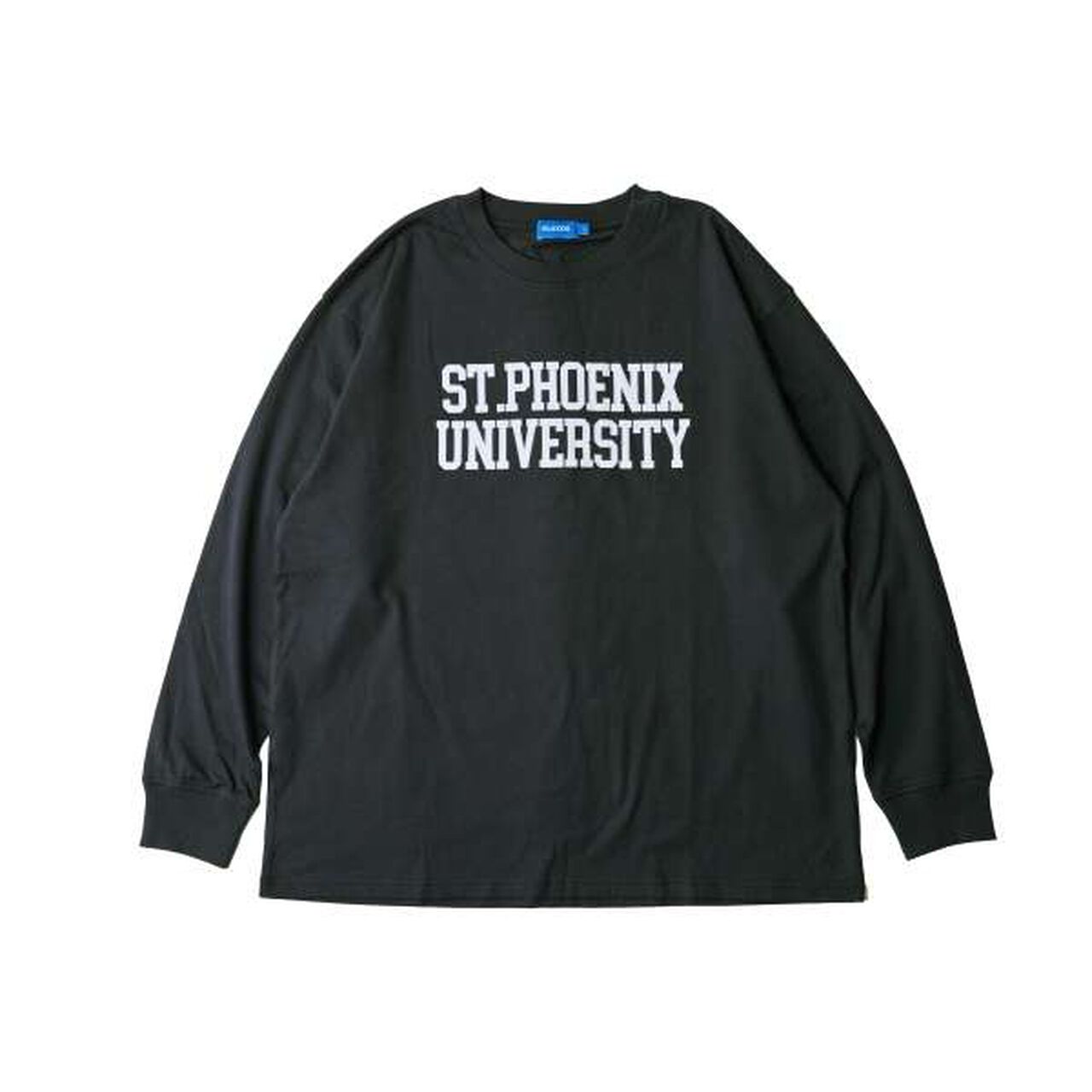 Flocked College Logo Print Long-Sleeve T-Shirt,Navy, large image number 7