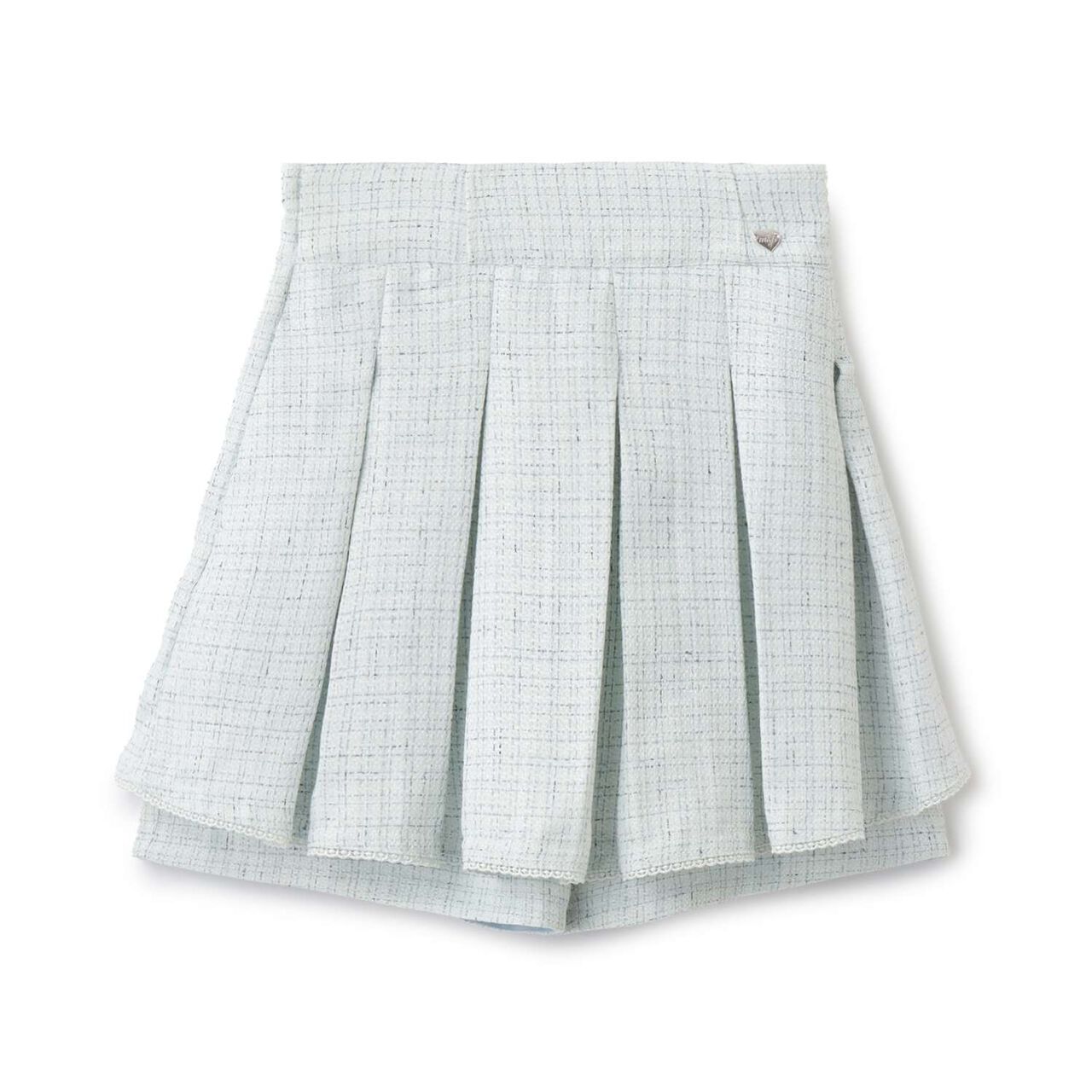 Lame Tweed Tacked Flare Shorts♪,Light blue, large image number 11