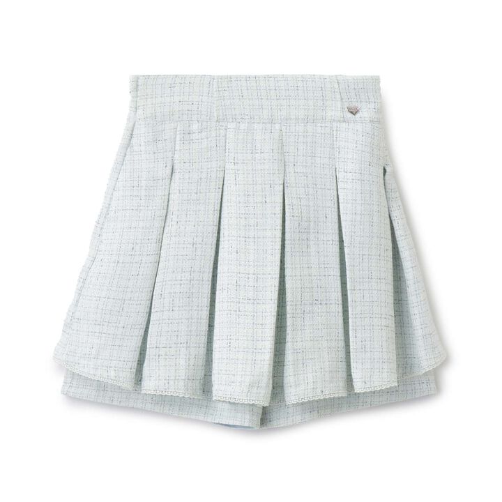 Lame Tweed Tacked Flare Shorts♪,Light blue, medium image number 11