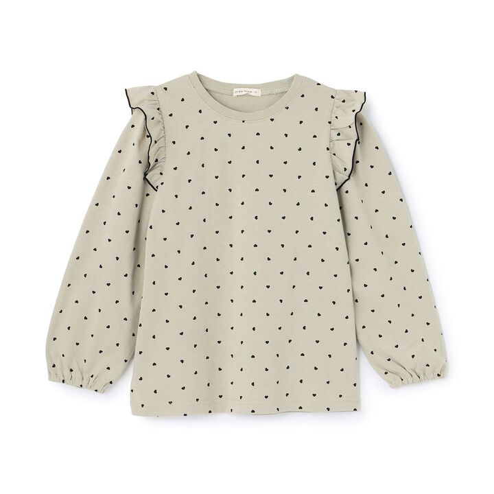 [100% Cotton] [Muteki T] [Stain Resistant/UV/Quick-Dry] Frilled Volume Sleeve All-Over Pattern T-Shirt for Girls [Kids],Blue gray, medium image number 20