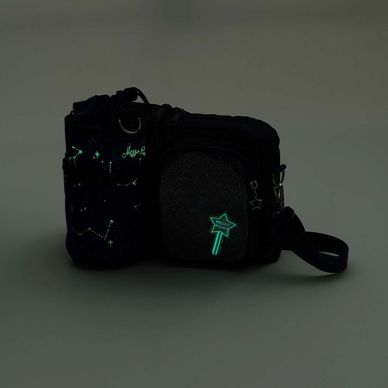 Glow-in-the-Dark Print Shoulder Bag with Bottle Holder,Lavender, large image number 10