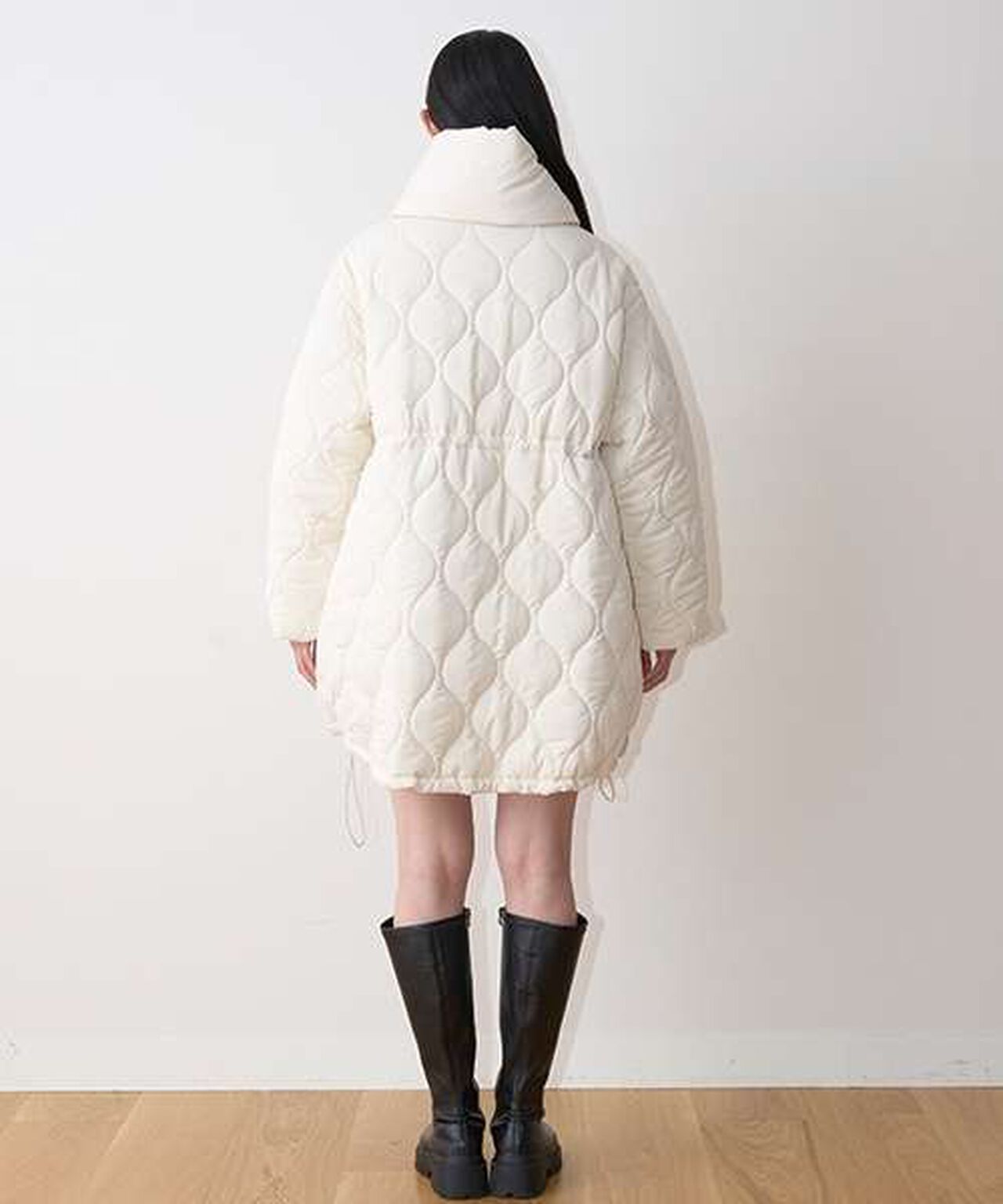 Quilted Bomber Jacket with Scarf,Ivory, large image number 9