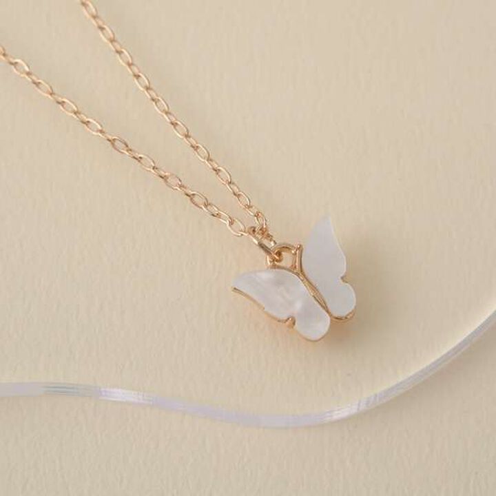 Butterfly Necklace,Off white, medium image number 2