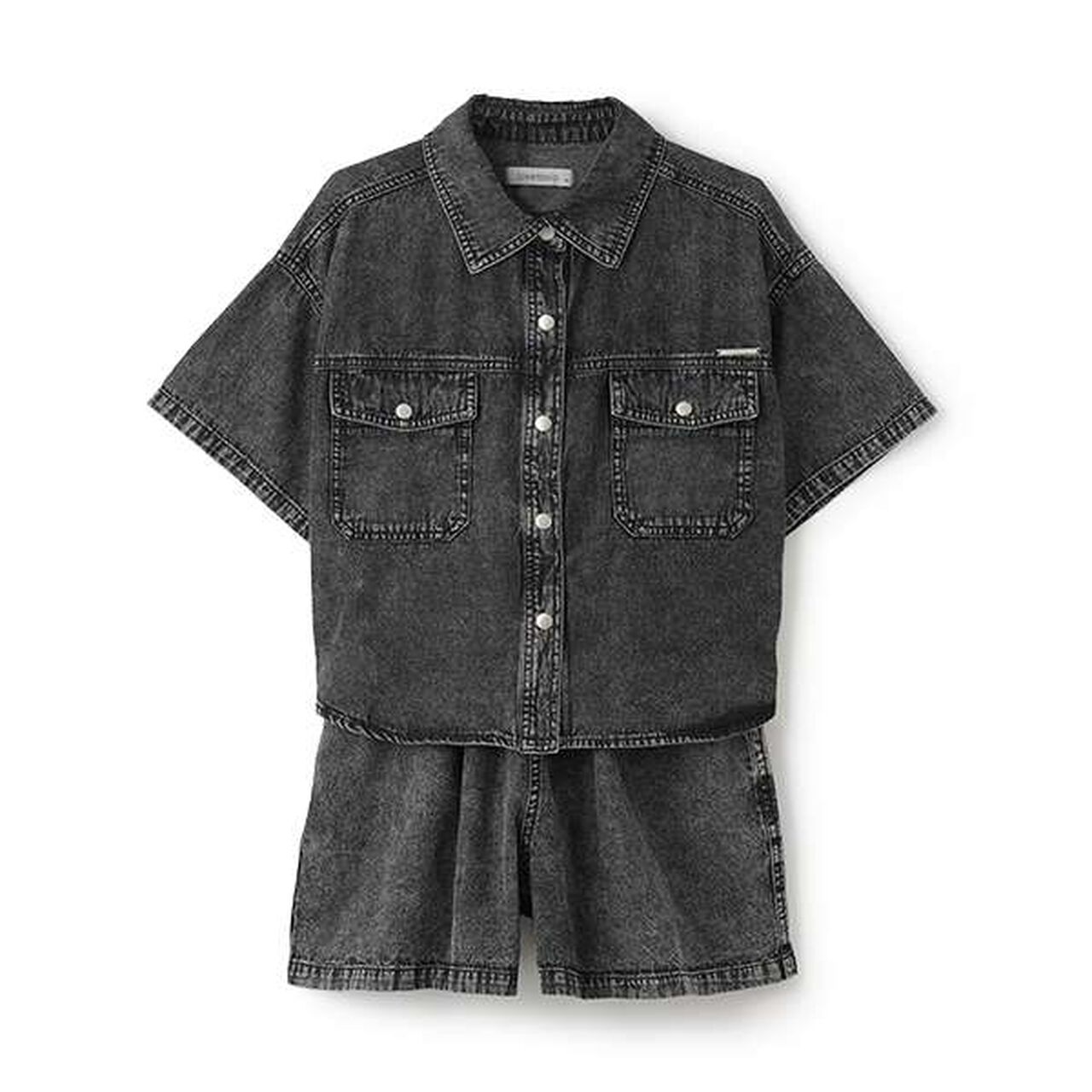 [100% Cotton] Denim Short-Sleeve Outfit Set,Blue, large image number 5