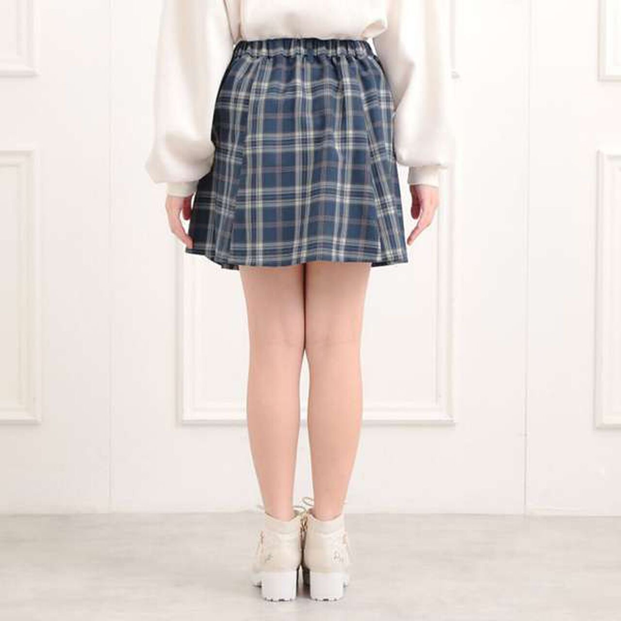 Brushed Pleated Skirt,Charcoal gray, large image number 3