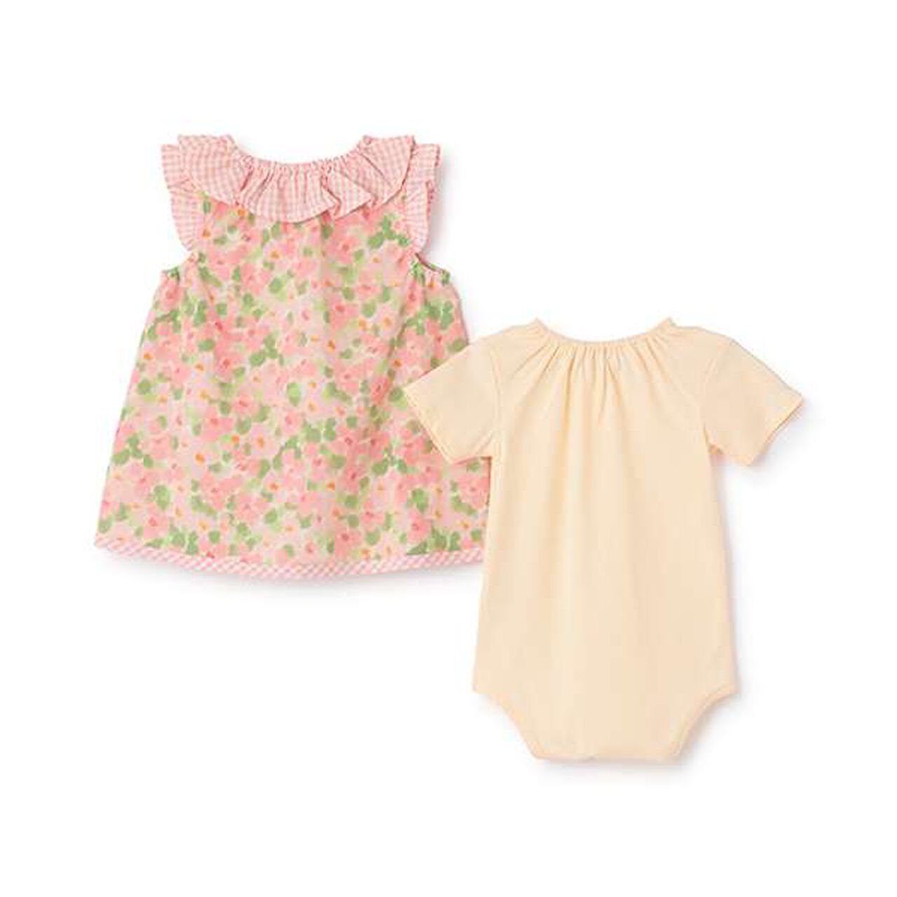 Flower Print Bodysuit Set,Pink, large image number 1