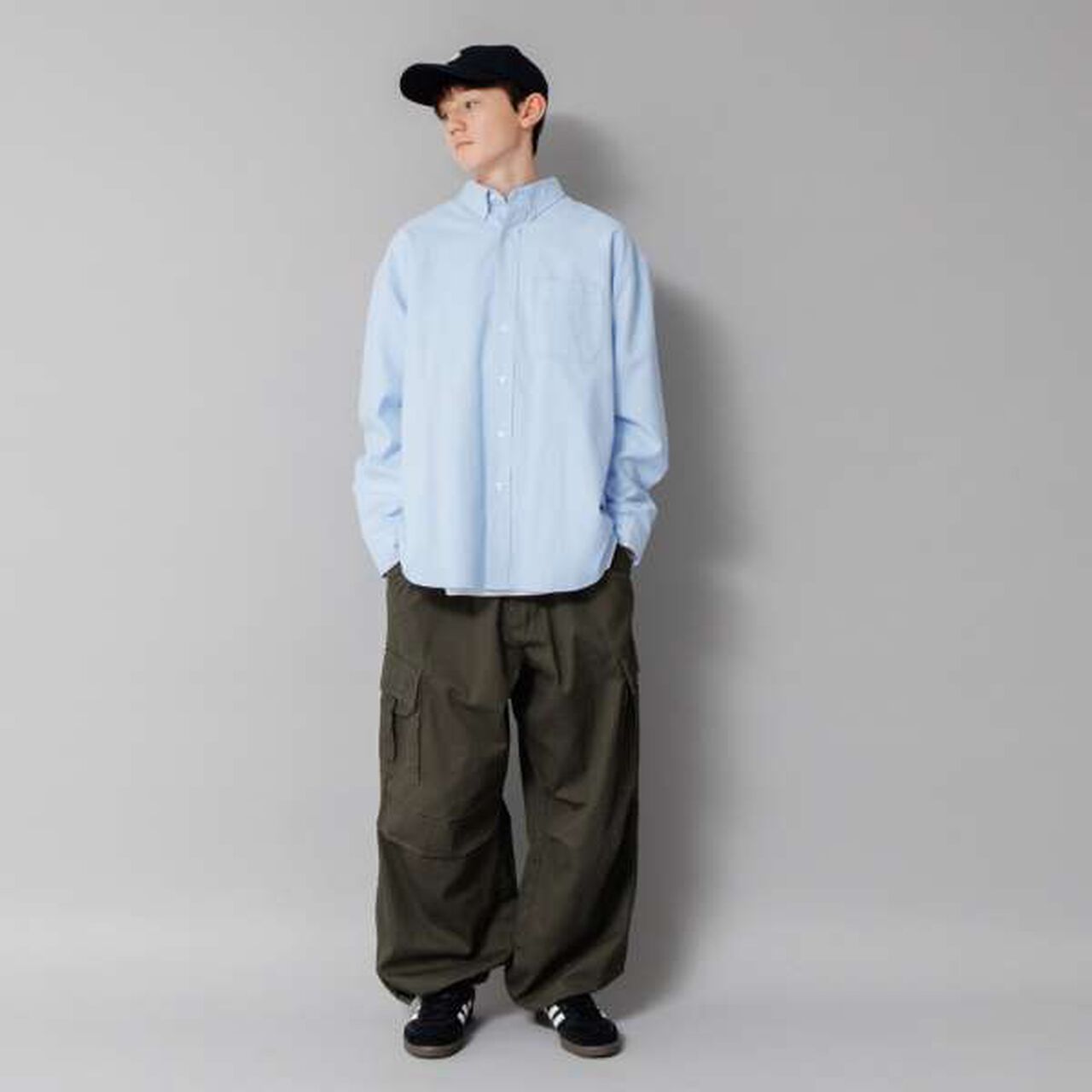 Cotton Twill Wide Cargo Pants,Khaki, large image number 14