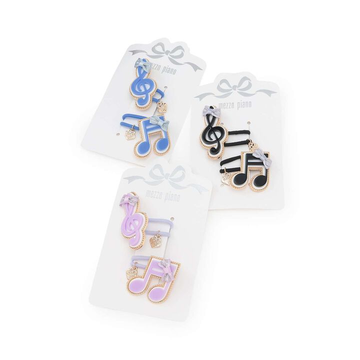 Musical Note Hair Ponytail Holder 2-Piece Set,Black, medium image number 3