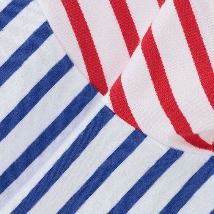 [Kobito Zukan] Stripe Pattern Short-Sleeve T-Shirt,Navy, medium image number 8