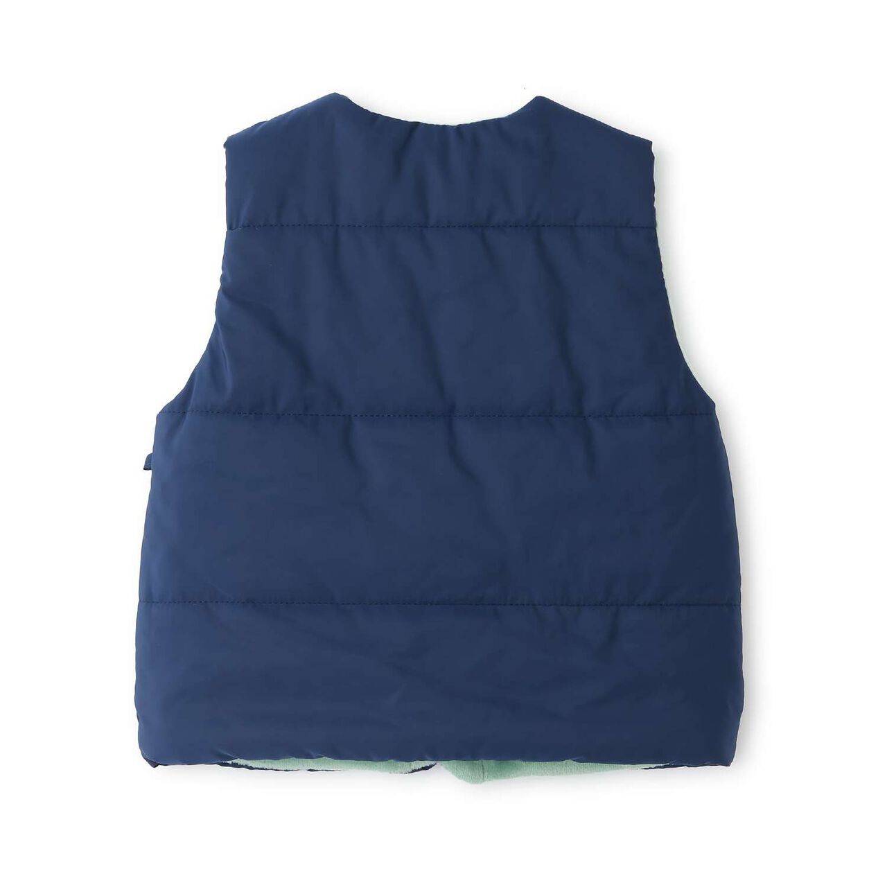[Reversible] Taffeta &times; Boa Vest,Navy, large image number 1