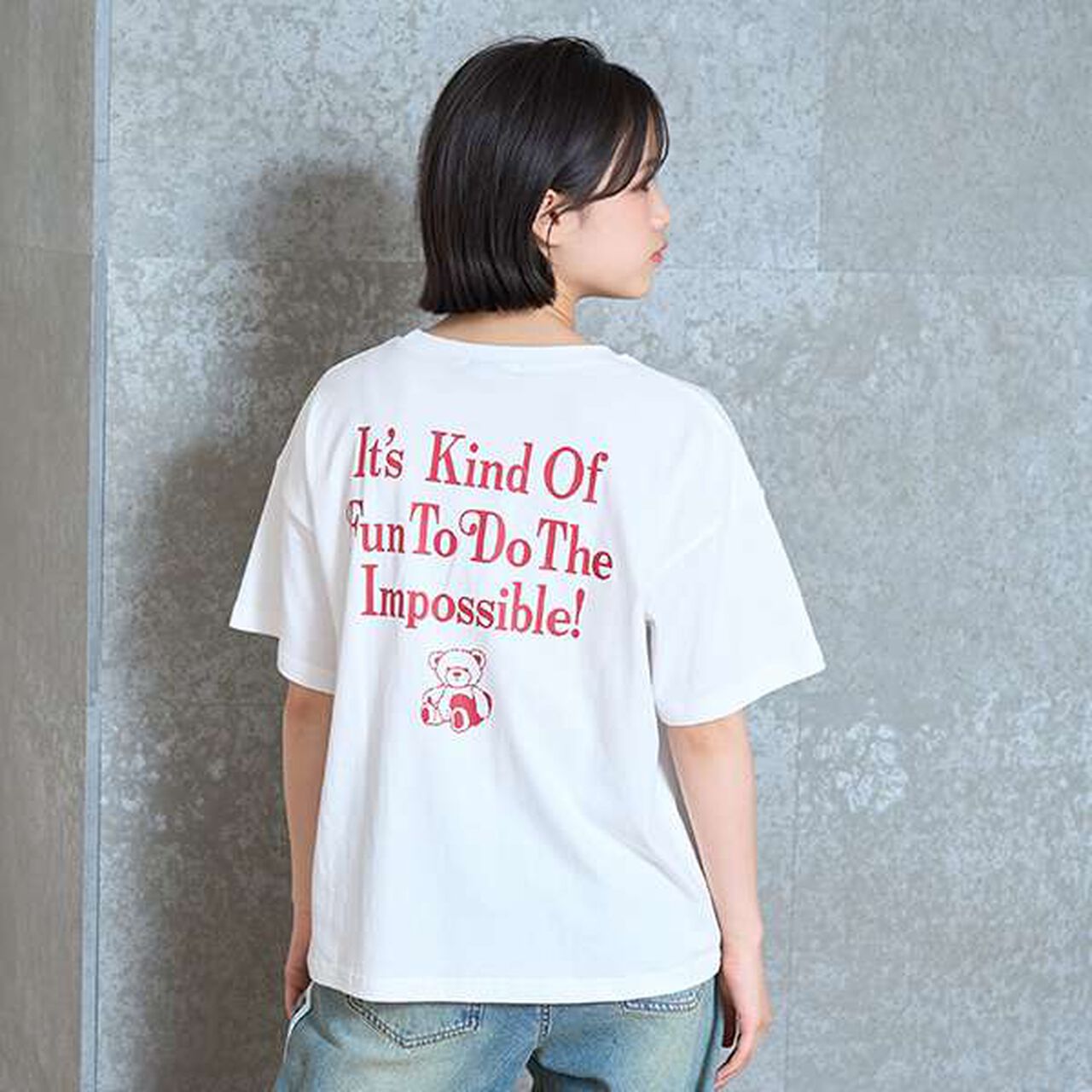 Bear Embroidery T-Shirt,Off white, large image number 1