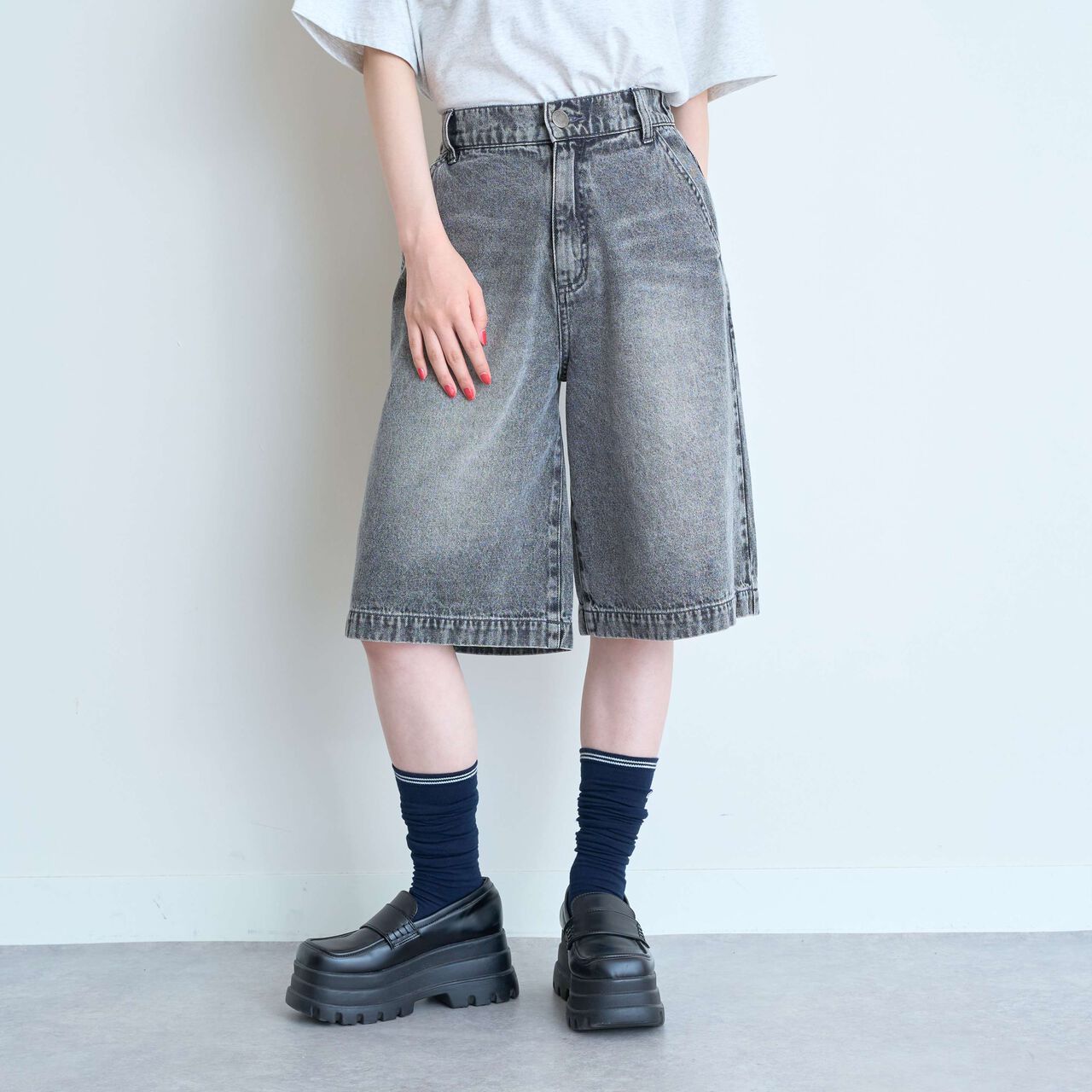 [LTXC] Half-Length Denim Pants,Gray, large image number 0