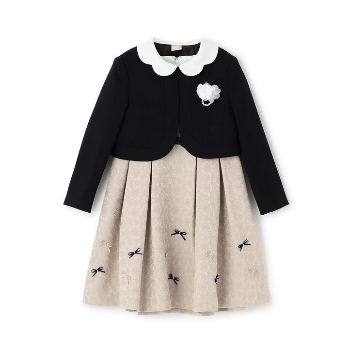 [Formal] Jacquard Ribbon OP + Collared JK Set,Beige, medium image number 8