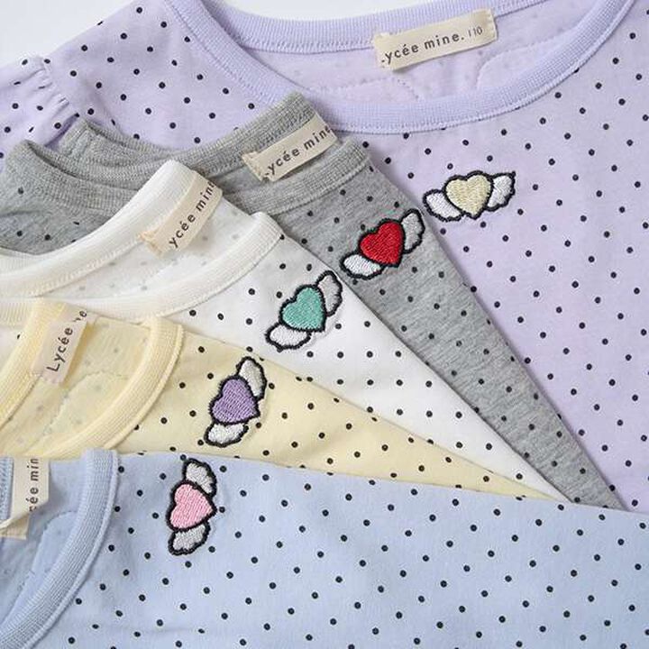 Soft Cotton Mini Puff Short Sleeve T-Shirt with Dot Print,Off white, medium image number 22