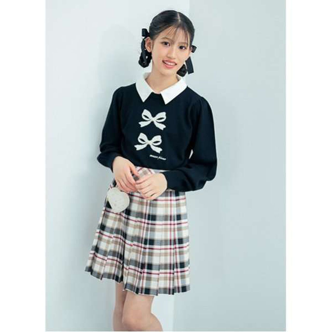 Heart Mini Bag Included Custom Check Pleated Skirt,Deep red, large image number 20