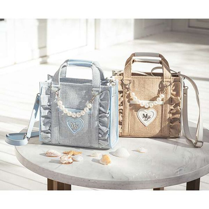 Frill Shoulder with Pearl Charm,Light blue, medium image number 3