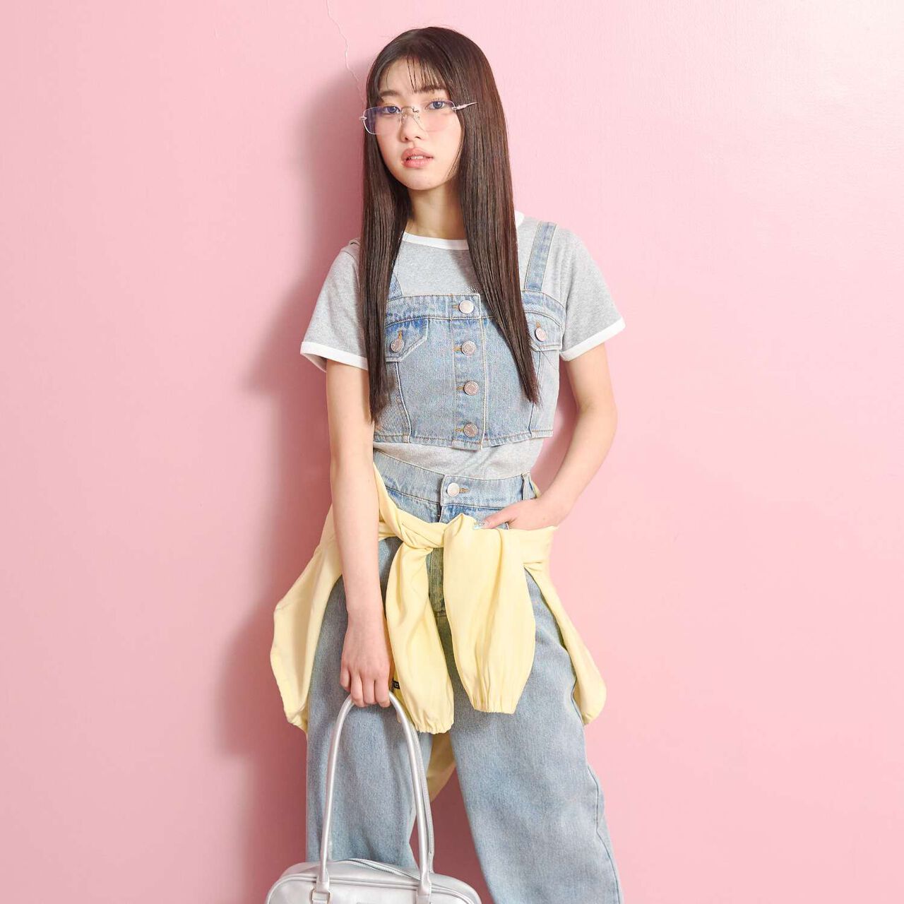 [LTXC] Denim Pants and Bustier Set,Black, large image number 1