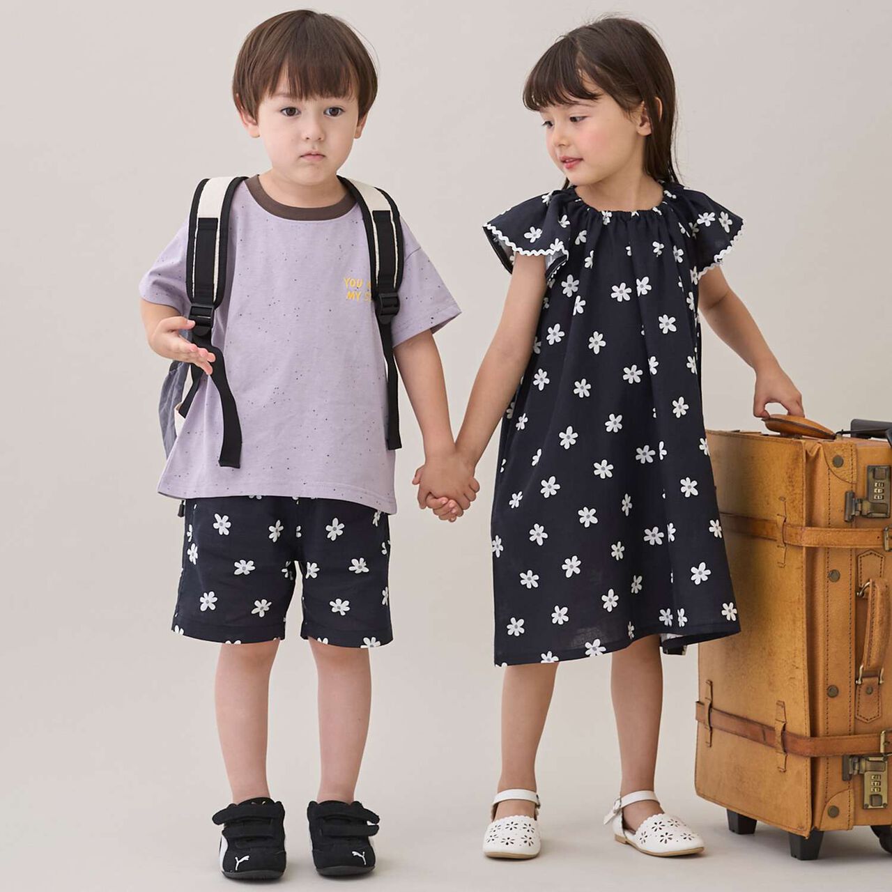 [Link] Cotton Rayon All-Over Pattern Short-Sleeve One-Piece Dress,Black, large image number 6