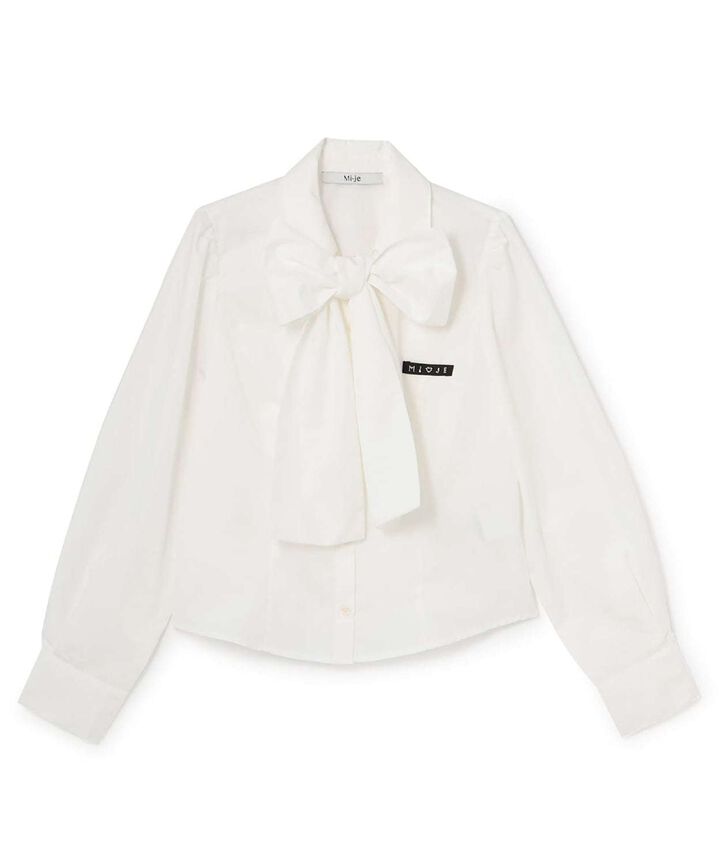 Stone Name Bow Tie Shirt,Off white, medium image number 0