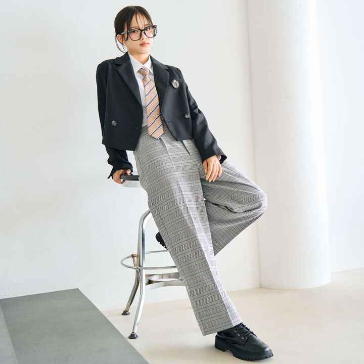 [Graduation Attire] Tuck Wide Pants,Black, medium image number 1