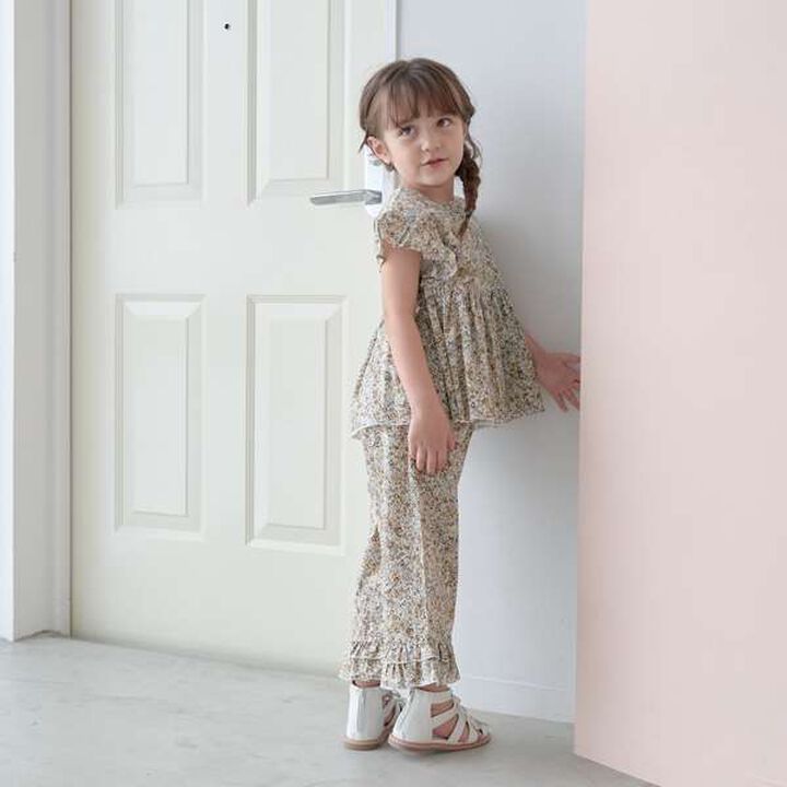 Peplum Blouse & Hem Frill Pants Outfit Set,Mocha tea, medium image number 3