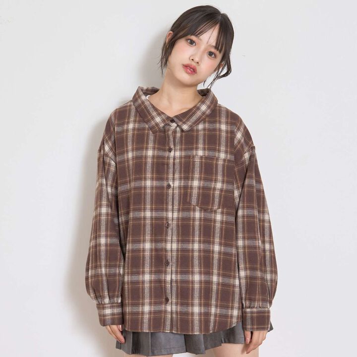 2 WAY Long-Sleeve Checkered Shirt Set,, medium
