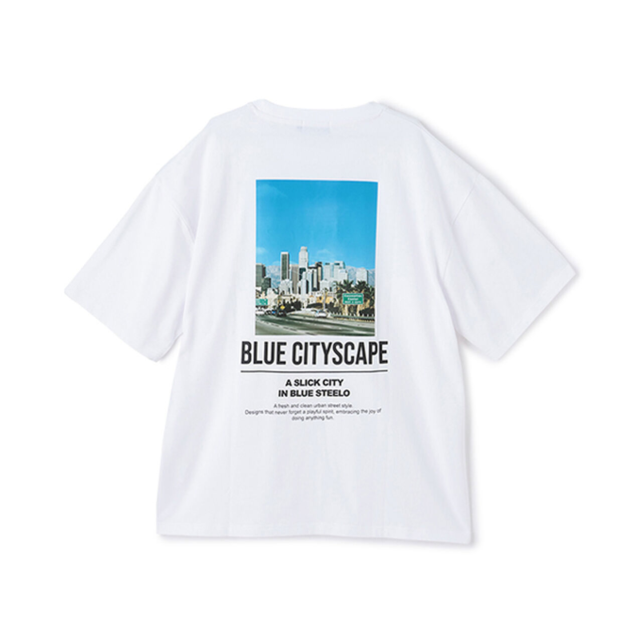 [Cool Touch] High Cool Cotton Back Photo Short Sleeve T-Shirt,Blue, large image number 1