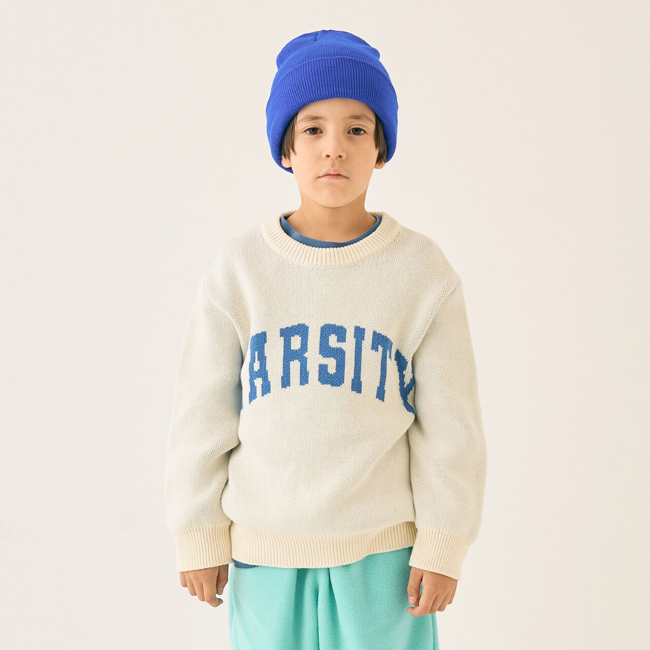 [Machine Washable] Logo Knitwear,Off white, large image number 0