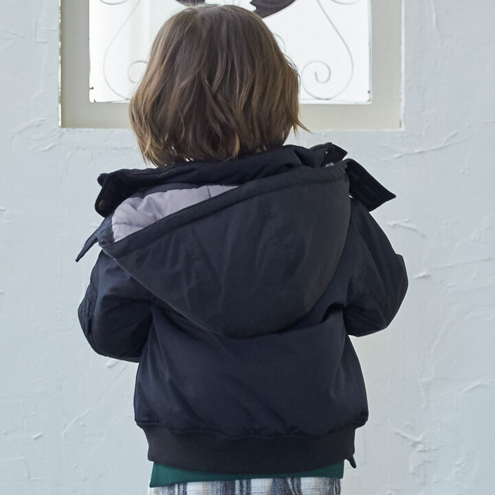 Washable MA1 Style Removable Hood Jacket,Khaki, medium image number 2