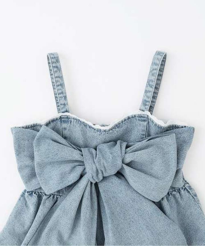 Denim Ribbon Bustier,Deep blue, medium image number 9