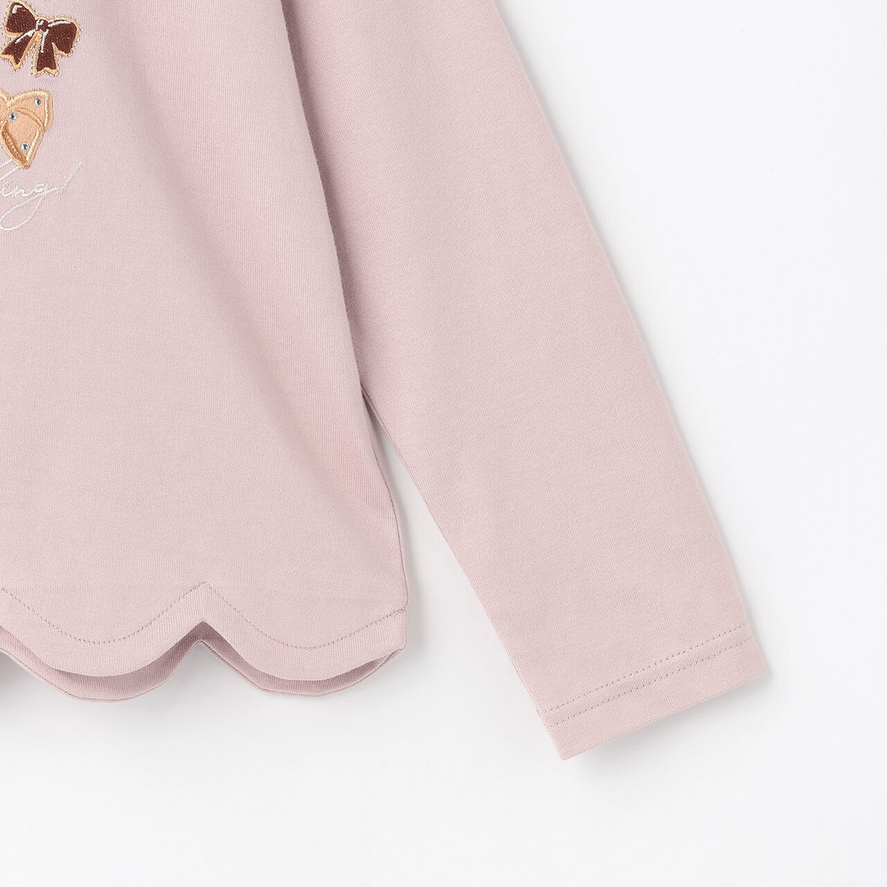 [Popular Item Restocked] [Not Available at Physical Stores] Caf&eacute; Appliqu&eacute; Embroidery Scalloped Hem Long-Sleeve T-Shirt,Ivory, large image number 4