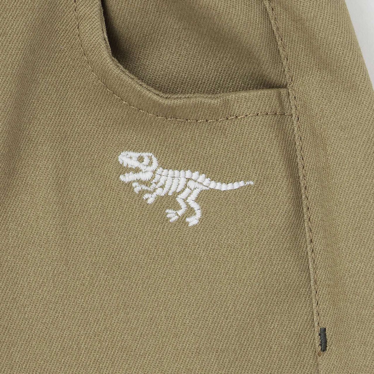 Dinosaur Embroidery Long-Length Wide Straight Pants,Charcoal gray, large image number 7
