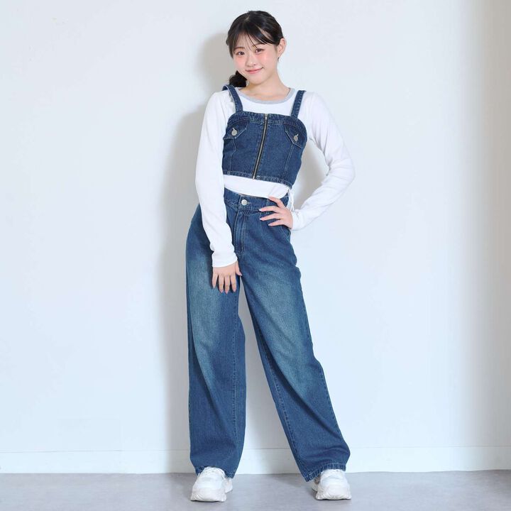 [LTXC] Denim Bustier & Wide Pants Outfit Set,, medium