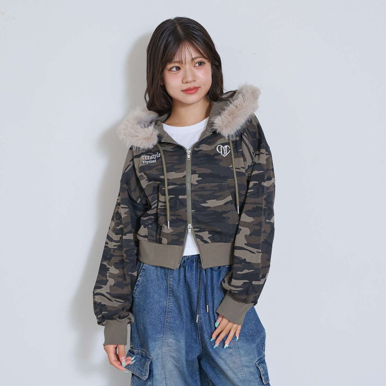 [LTXC] Fur-Trimmed Zip Hoodie,Khaki, large image number 0