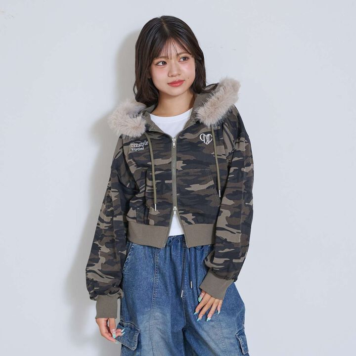 [LTXC] Fur-Trimmed Zip Hoodie,, medium