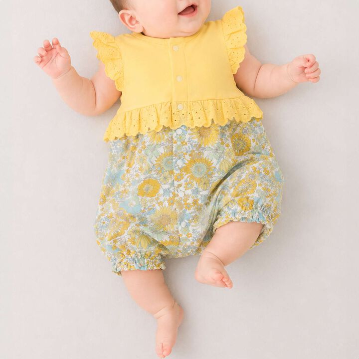 Floral Pattern 2WAY Romper,Yellow, medium image number 0