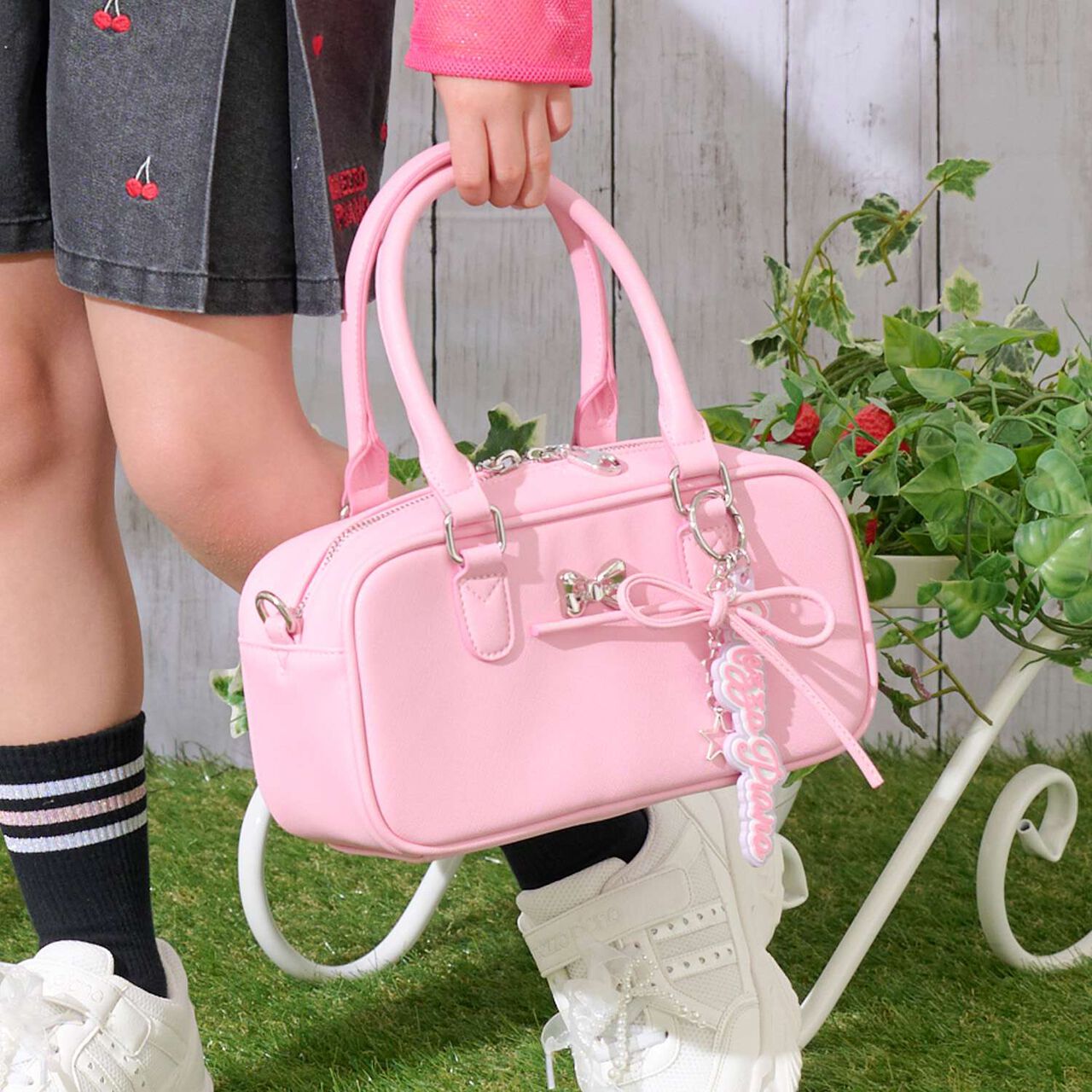 Charm Attached 2 WAY Shoulder Bag,Light pink, large image number 0