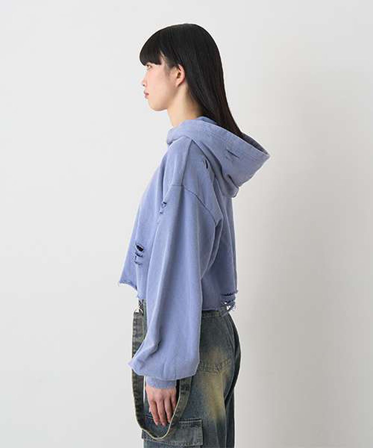 Damaged Black Cropped Parka,Blue, large image number 12