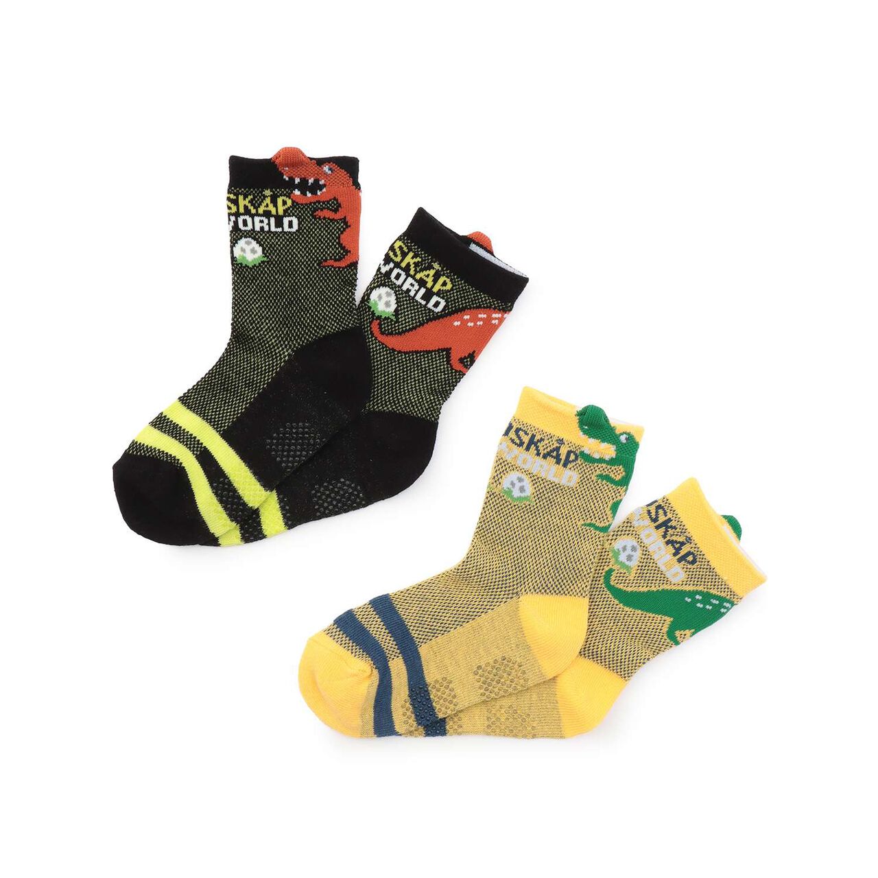 Dinosaur Crew Socks with 3D Features,Black, large image number 4