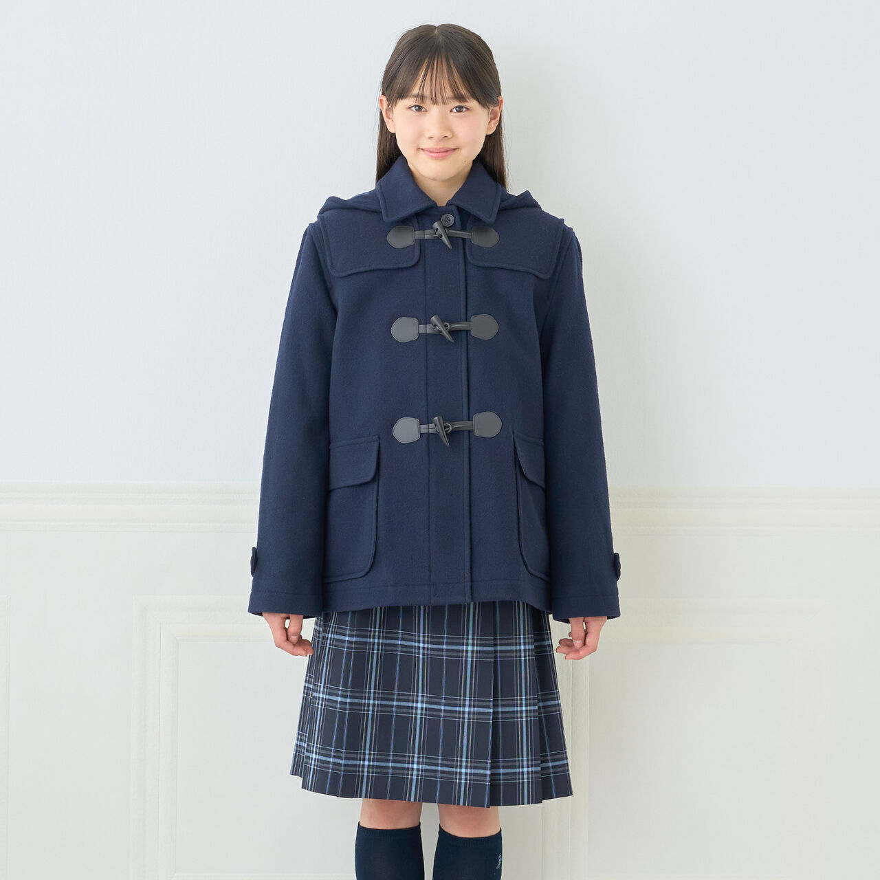 [Lightweight Quilted Lining] Mid-Length Duffle Coat,Navy, large image number 1
