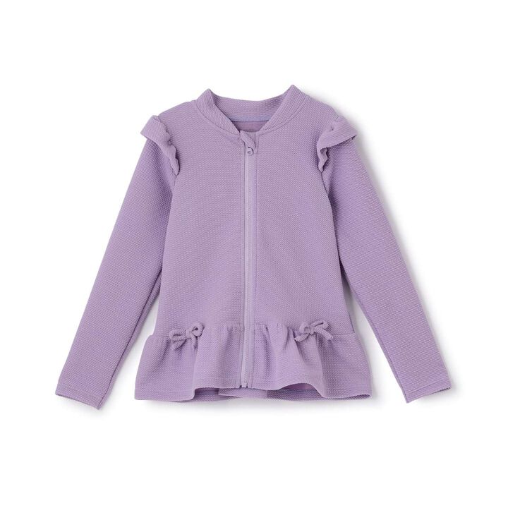 [SWIM] [UV Cut] Hem Frill Full Zip Rash Guard,Lavender, medium image number 1