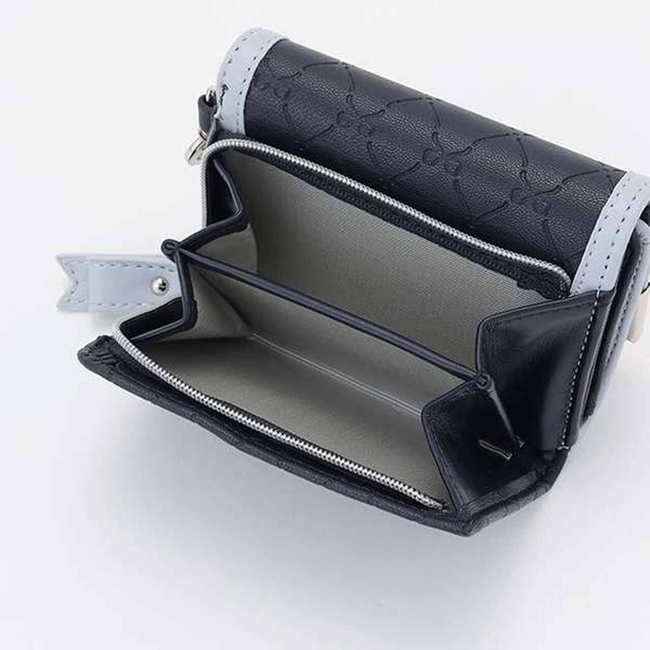 All-Over Pattern Ribbon Embossed Mini Wallet,Light blue, large image number 6