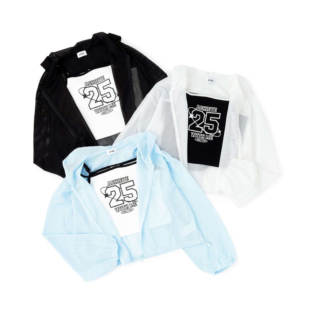 [LTXC/Antibacterial Deodorant] Mesh Hoodie with Camisole,Off white, large image number 5