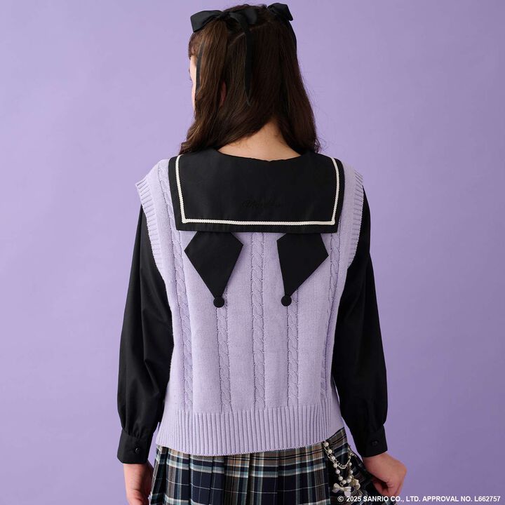 My Melody / Kuromi Knit Vest & Sailor Blouse Set,Purple, medium image number 25