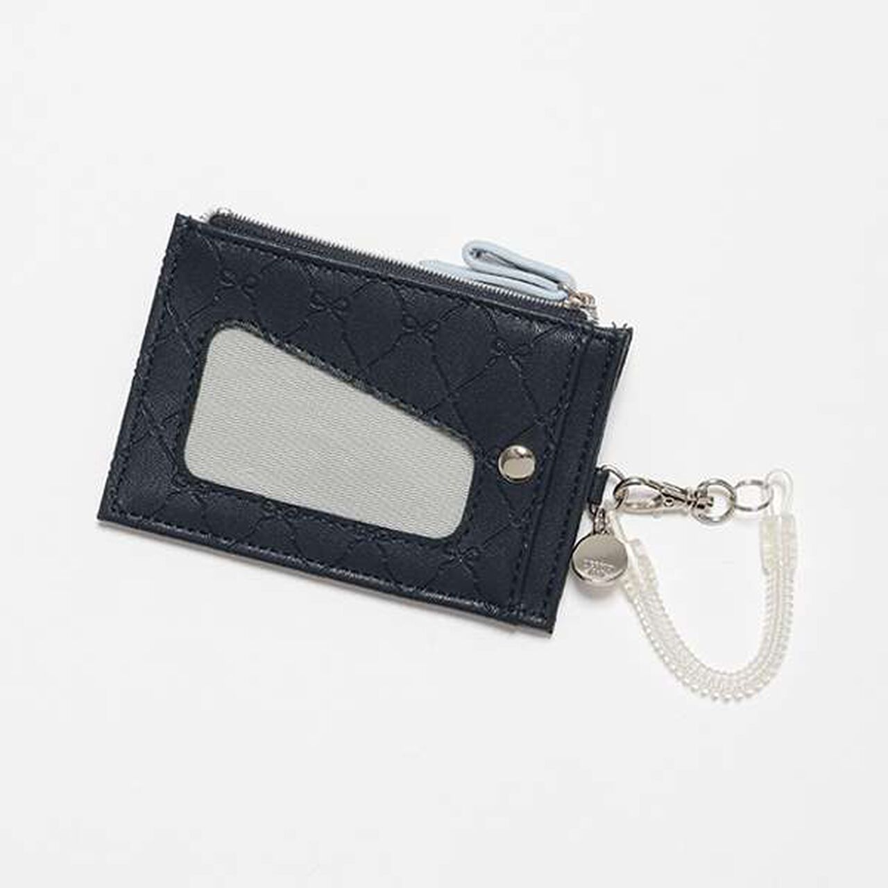 All-Over Pattern Ribbon Embossed Card Holder,Navy, large image number 1