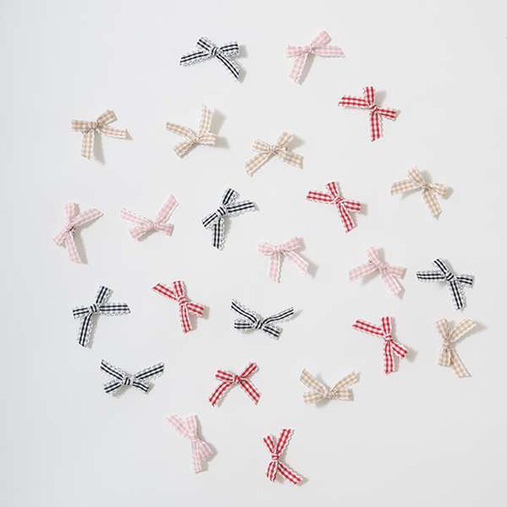 Check Ribbon Mini Hair Clips 6P Set,Black, medium image number 9