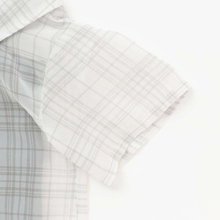 Shoulder Cutout Sheer Check Docking Shirt,Off white, medium image number 3